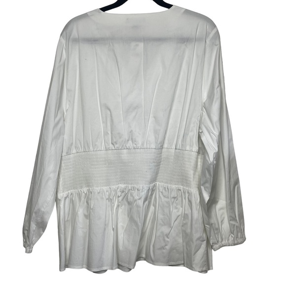 Lane Bryant Size 22 White Cotton Blouse with Corset Tie Waist NWT - Picture 7 of 8